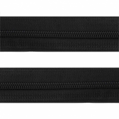 Рулонная молния с покрытием PVC спираль тип 3 (упак.270м) -черная с полосой СВО - купить в Альметьевске. Цена: 12.74 руб.