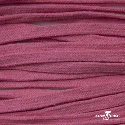 Шнур плетеный d-8 мм плоский, 70% хлопок 30% полиэстер, уп.85+/-1 м, цв.1029-розовый - купить в Альметьевске. Цена: 735 руб.
