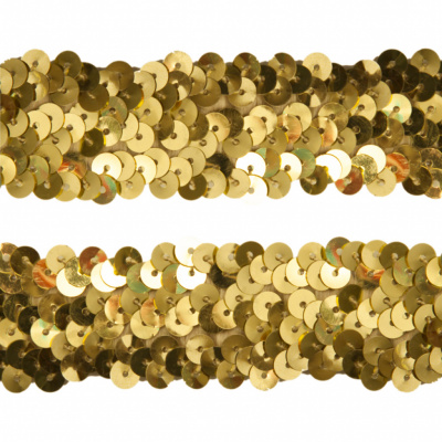 Тесьма с пайетками D16, шир. 30 мм/уп. 25+/-1 м, цвет золото - купить в Альметьевске. Цена: 1 087.39 руб.