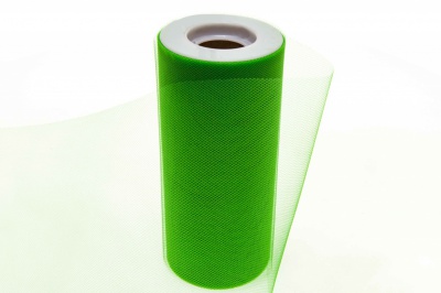Фатин в шпульках 16-146, 10 гр/м2, шир. 15 см (в нам. 25+/-1 м), цвет зелёный - купить в Альметьевске. Цена: 100.69 руб.