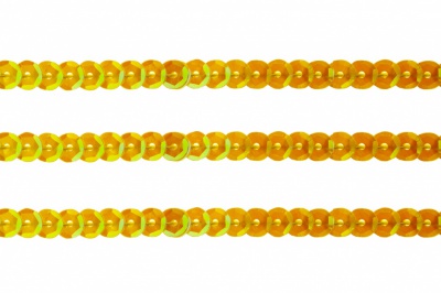 Пайетки "ОмТекс" на нитях, CREAM, 6 мм С / упак.73+/-1м, цв. 92 - золото - купить в Альметьевске. Цена: 484.77 руб.