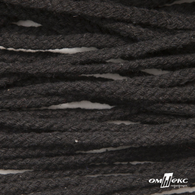 Шнур плетеный d-6 мм круглый, 70% хлопок 30% полиэстер, уп.90+/-1 м, цв.1078-черный - купить в Альметьевске. Цена: 588 руб.