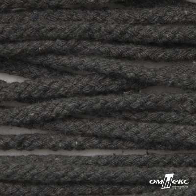 Шнур плетеный d-6 мм круглый, 70% хлопок 30% полиэстер, уп.90+/-1 м, цв.1088-т.серый - купить в Альметьевске. Цена: 588 руб.