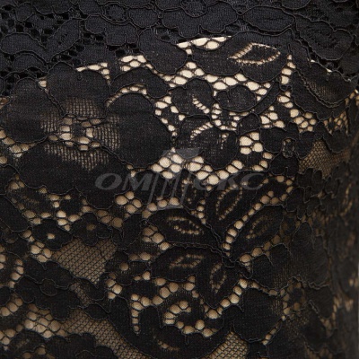 Кружевное полотно #3378, 150 гр/м2, шир.150см, цвет чёрный - купить в Альметьевске. Цена 370.97 руб.