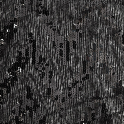 Трикотажное полотно с пайетками, шир.130 см, #311-бахрома чёрная - купить в Альметьевске. Цена 1 183.35 руб.