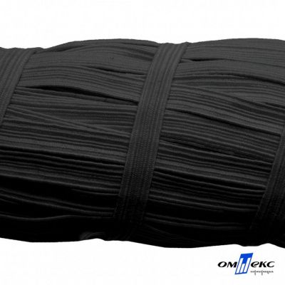 Резиновые нити с текстильным покрытием, шир. 6 мм (55 м/уп), цв.-черный - купить в Альметьевске. Цена: 210.75 руб.