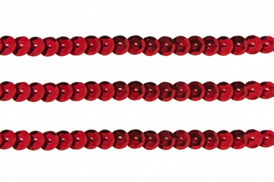 Пайетки "ОмТекс" на нитях, SILVER-BASE, 6 мм С / упак.73+/-1м, цв. 3 - красный - купить в Альметьевске. Цена: 468.37 руб.
