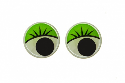 Глазки для игрушек, круглые, с бегающими зрачками, 15 мм/упак.50+/-2 шт, цв. -зеленый - купить в Альметьевске. Цена: 113.01 руб.