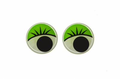 Глазки для игрушек, круглые, с бегающими зрачками, 12 мм/упак.50+/-2 шт, цв. -зеленый - купить в Альметьевске. Цена: 95.04 руб.
