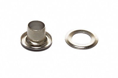 Люверсы металлические "ОмТекс", блочка/кольцо, (4 мм) - цв.никель - купить в Альметьевске. Цена: 0.24 руб.