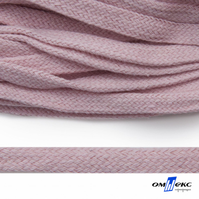 Шнур плетеный d-8 мм плоский, 70% хлопок 30% полиэстер, уп.85+/-1 м, цв.1019-св.розовый - купить в Альметьевске. Цена: 735 руб.