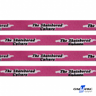 Тесьма отделочная (киперная) 10 мм, 100% хлопок,"THE SKATEBOARD CULIURE"(45 м) цв.121-26 -яр.розовый - купить в Альметьевске. Цена: 850.62 руб.