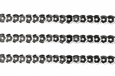 Пайетки "ОмТекс" на нитях, SILVER-BASE, 6 мм С / упак.73+/-1м, цв. 1 - серебро - купить в Альметьевске. Цена: 468.37 руб.