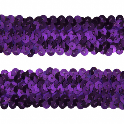 Тесьма с пайетками 12, шир. 30 мм/уп. 25+/-1 м, цвет фиолет - купить в Альметьевске. Цена: 1 098.48 руб.