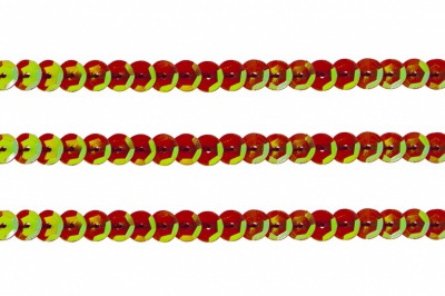 Пайетки "ОмТекс" на нитях, CREAM, 6 мм С / упак.73+/-1м, цв. 96 - красный - купить в Альметьевске. Цена: 484.77 руб.