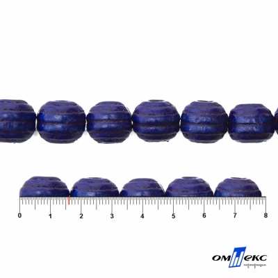 0309-Бусины деревянные "ОмТекс", 16 мм, упак.50+/-3шт, цв.006-синий - купить в Альметьевске. Цена: 62.22 руб.